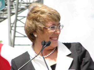 Présidente du Chili: Michelle Bachelet au parc de l'Amérique latine à Québec en 2008